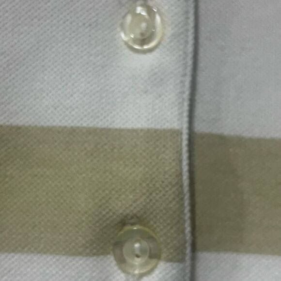 LACOSTE SLIM FIT LETTERED COLLAR SINGLE STRIPE POLO SHIRT WHITE/TAN S - Picture 8 of 13